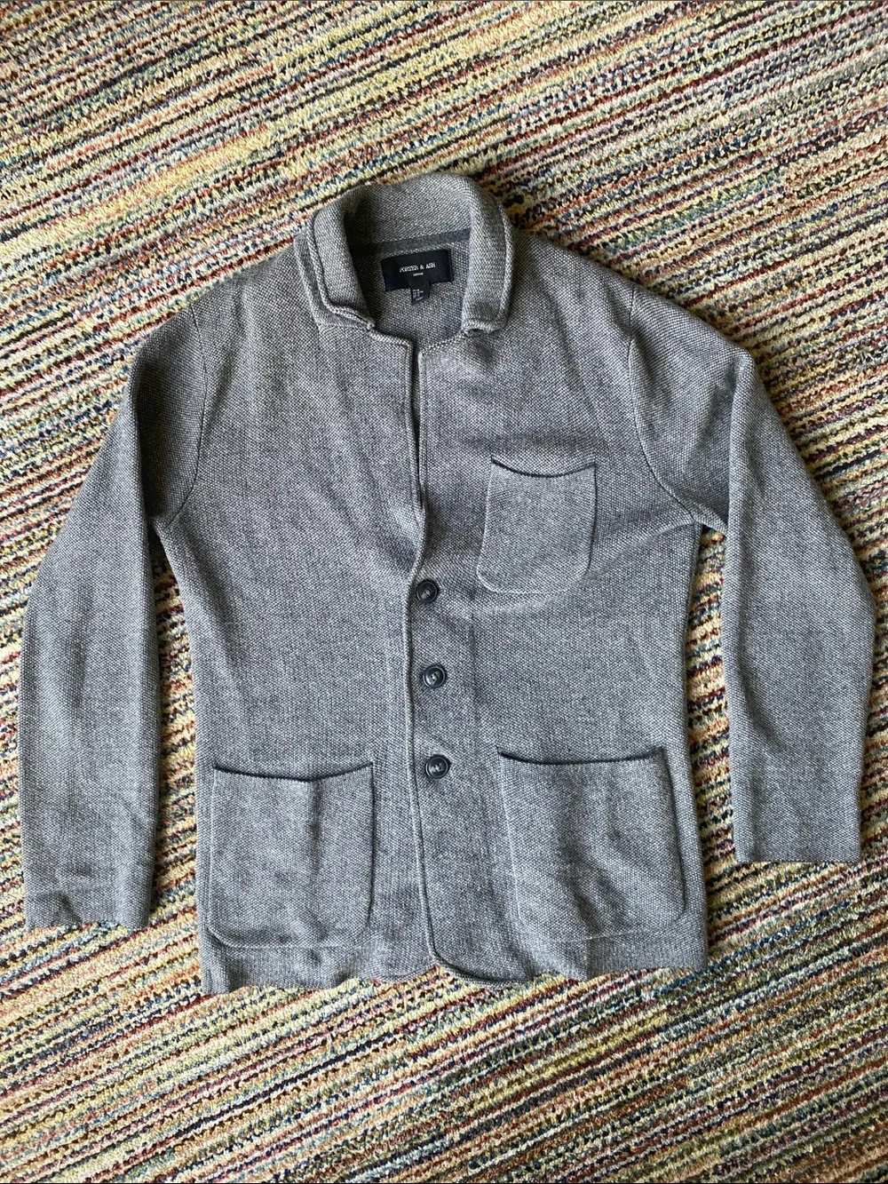 Porter & Ash gray Lambswool knit blazer cardigan M
